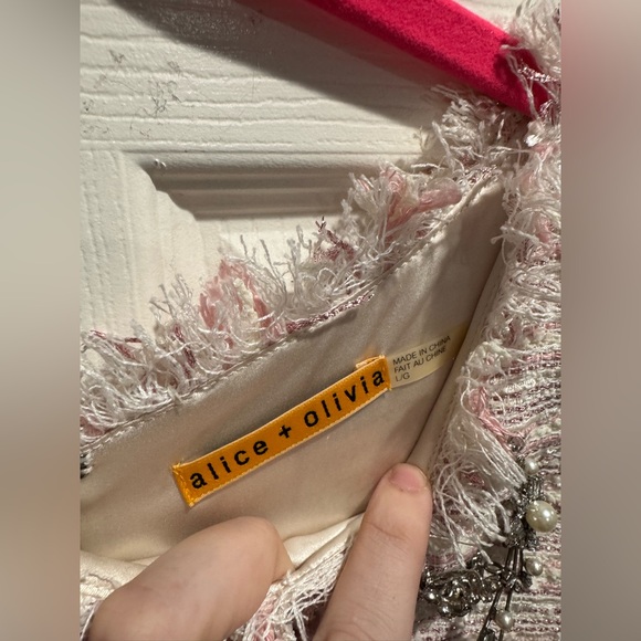 Alice + Olivia Pink Tweed Sparkle Dress Size L - Picture 3 of 4